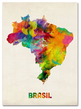 'Brazil Watercolor Map' Canvas Art by Michael Tompsett
