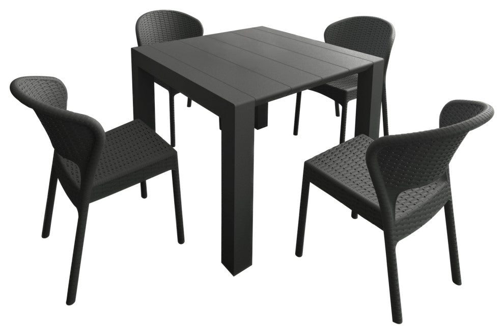 Compamia Daytona 5-Piece Extendable Dining Set, Dark Gray