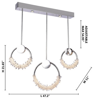 Three-Circle Crystal Chandelier, Chrome