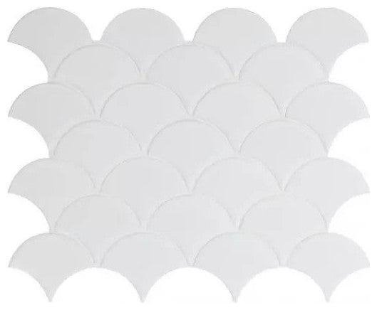 Retro Scallop Bianco Porcelain Mosaic, Sample