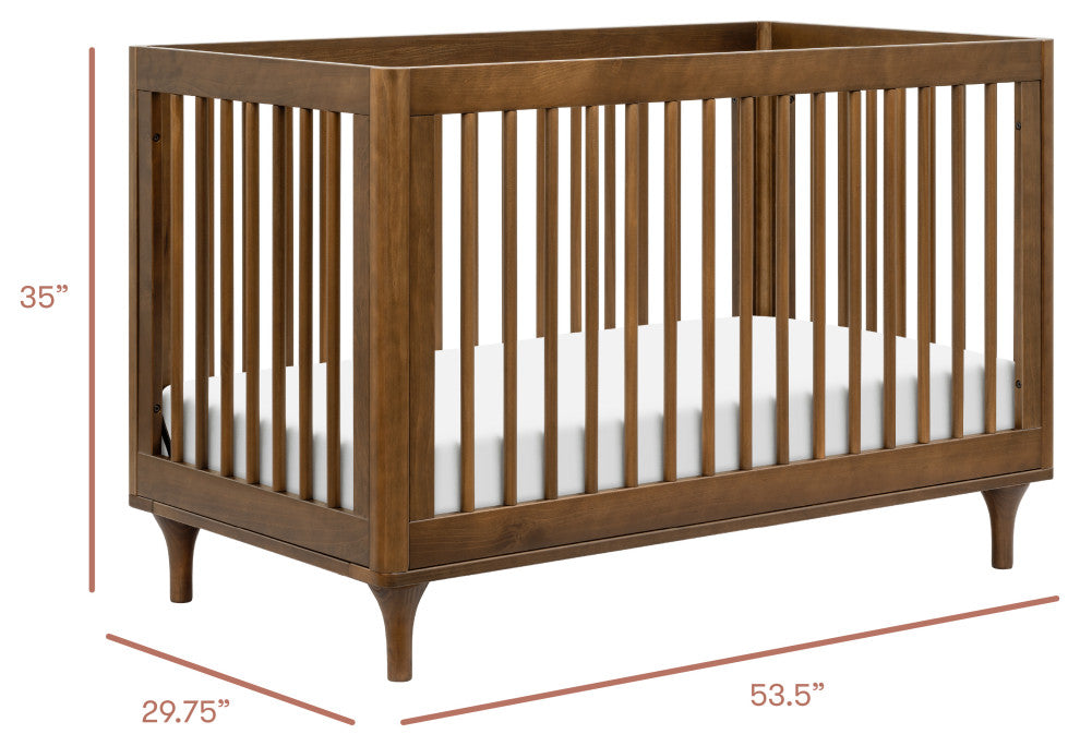 Lolly 3-in-1 Convertible Crib With Toddler Bed Conversion Kit, Natural Walnut