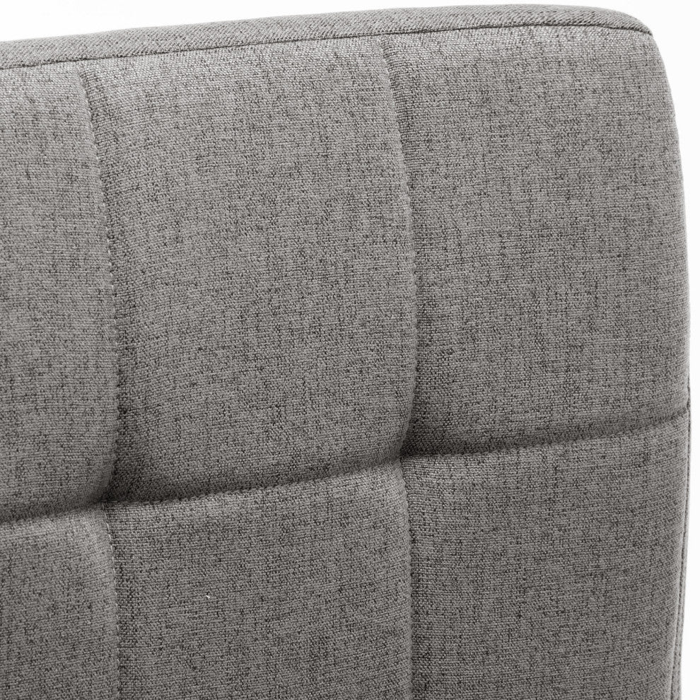 Set of 2 Armless Tufted Swivel Bar Stools, Gray-Fabric