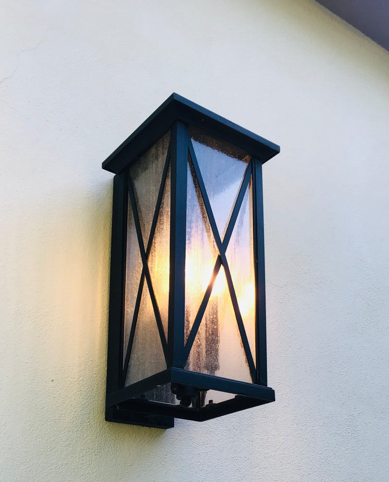 1 Light Large Outdoor Aluminum Wall Lantern in Black