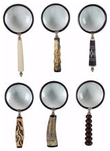 Set of 6 Magnifying Glasses with elegant handle, Multicolor