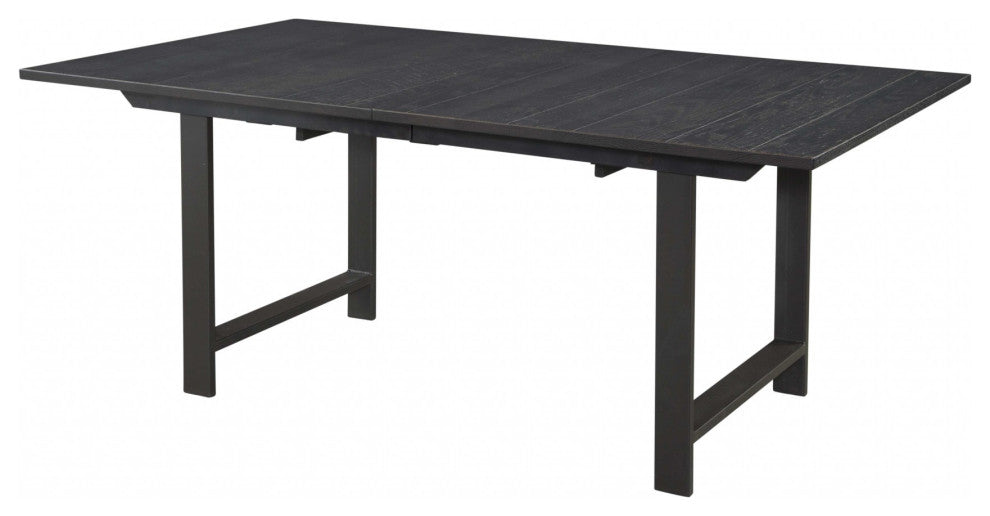 HomeRoots Adjustable Charcoal Black Distressed Oak And Steel Dining Table