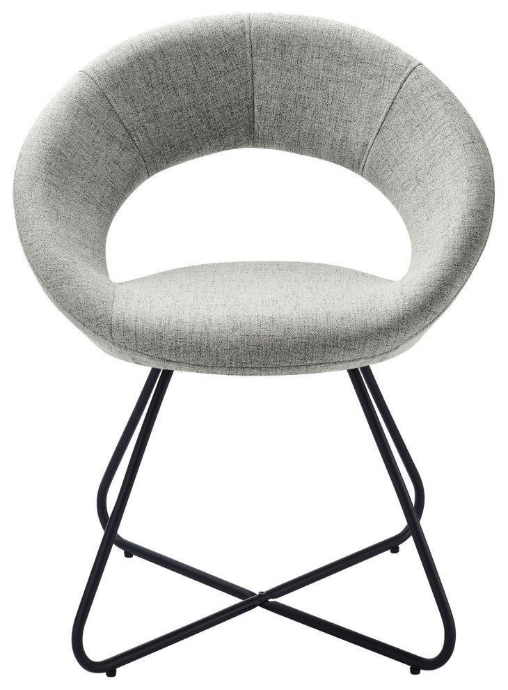 Nouvelle Upholstered Fabric Dining Chair Set of 2 Black Light Gray