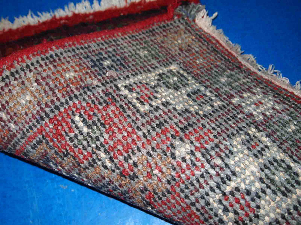 Handmade vintage Persian Hamadan rug 1.3' x 2' (40cm x 61cm) 1970s