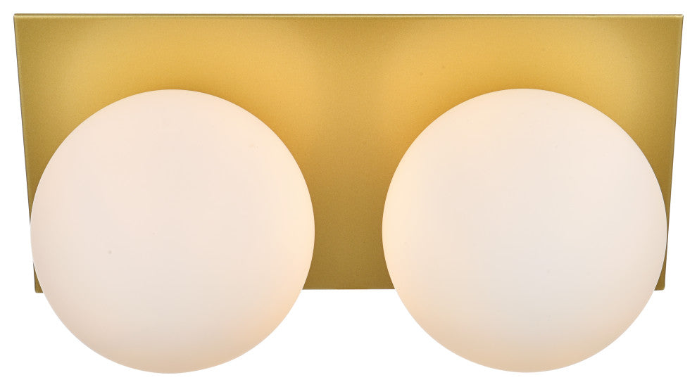 2 Light Brass And Frosted White Bath Sconce