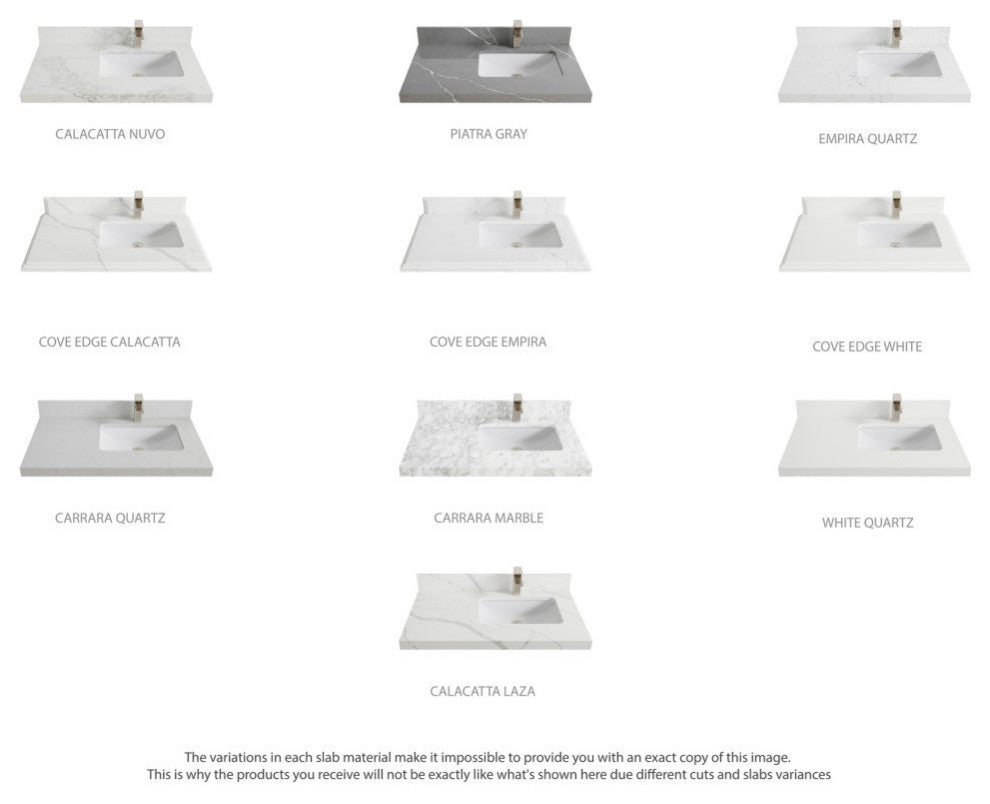 Boston 36 Right Offset Bath Vanity in Elephant Skin Gray 2" Carrara Quartz