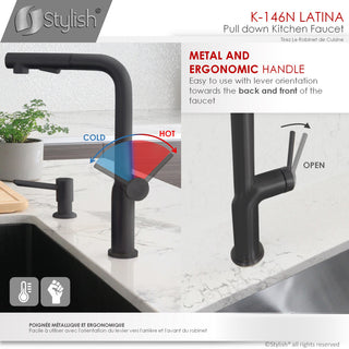 STYLISH Kitchen Sink Faucet Single Handle Pull Down Dual Mode Stainless Steel