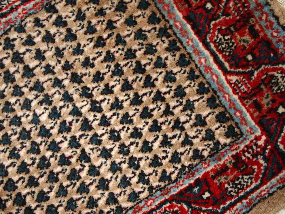 Handmade Vintage Indian Seraband Rug, 2.1'x4.1', 65cmx125cm 1970s
