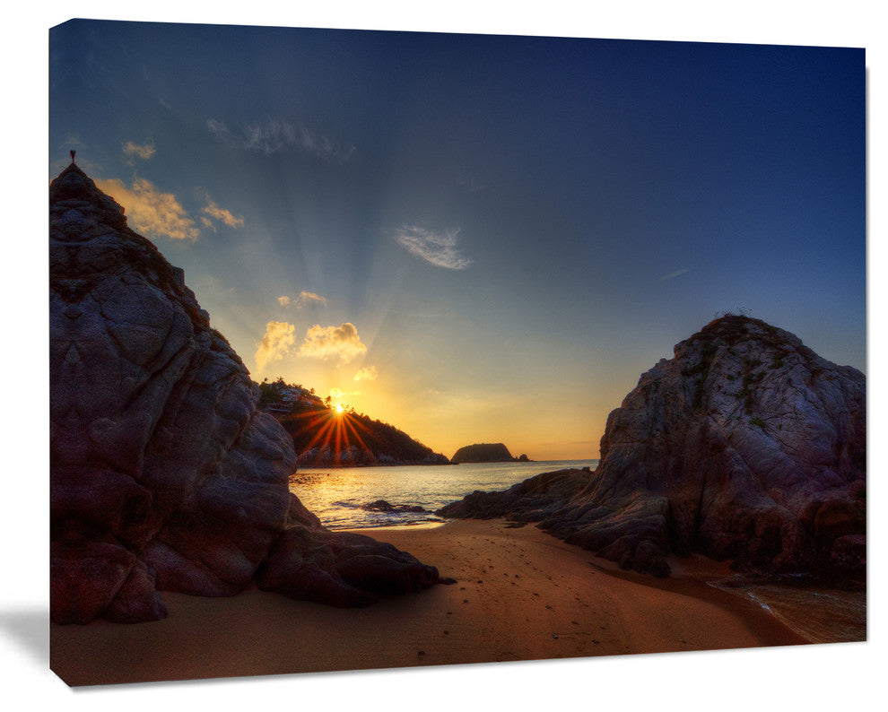Hills in Beautiful Mountain Beach, Landscape Canvas Art Print, 20"x12"