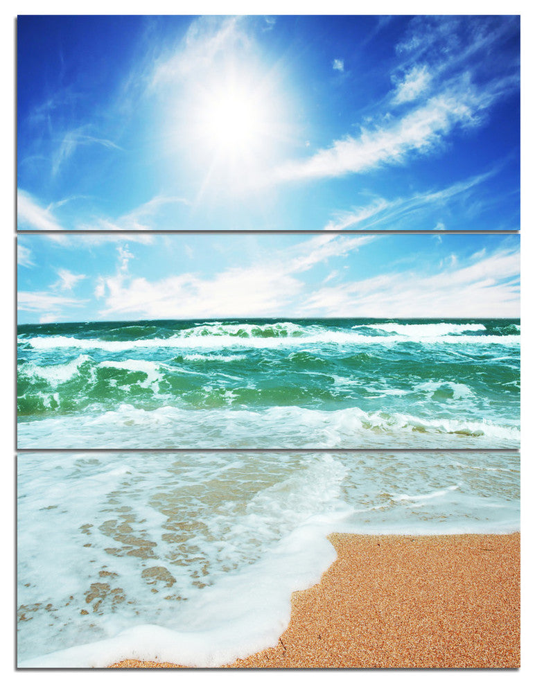 "Vibrant Summer Sea at Daylight" Beach Metal Wall Art, 3 Panels, 28"x36"