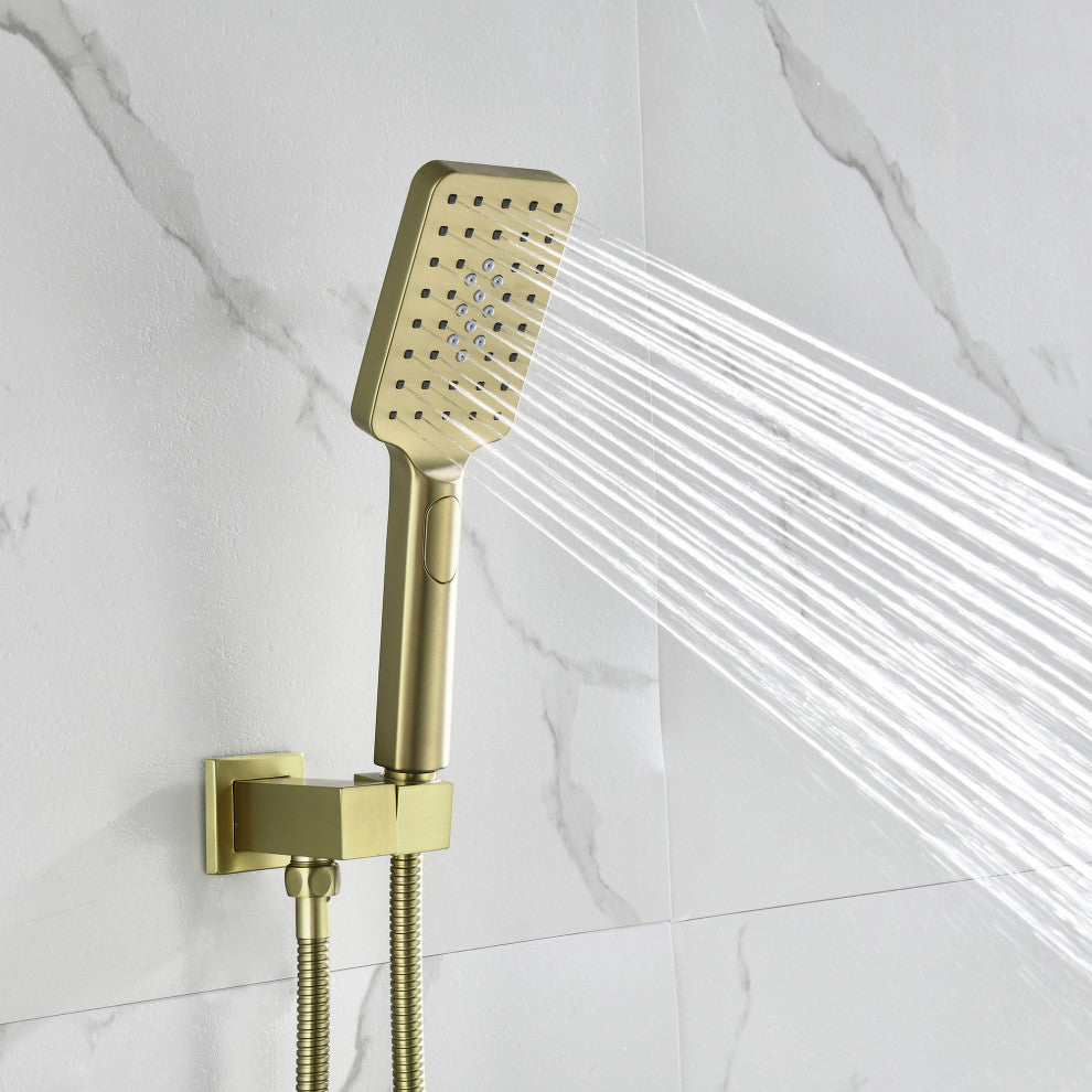 Luxury Shower System With 3-Function Hand Shower, Brushed Gold