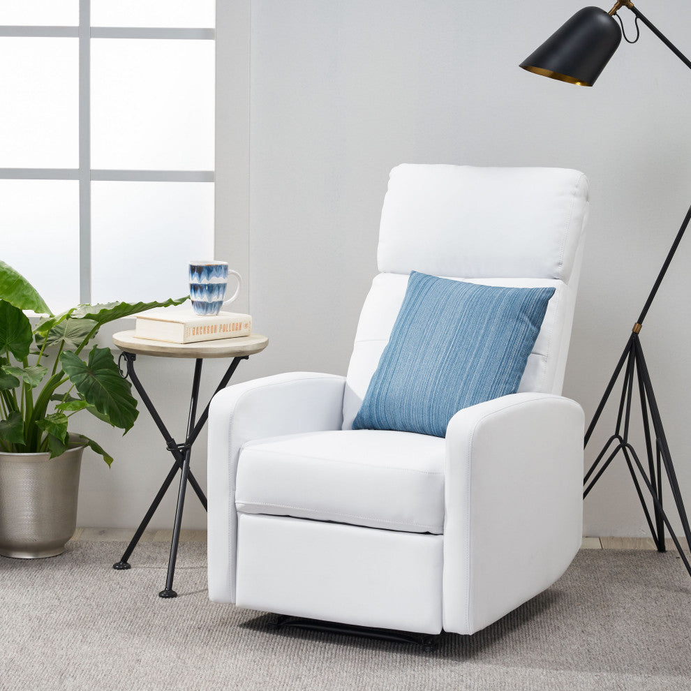 GDF Studio Teyana White Faux Leather Recliner
