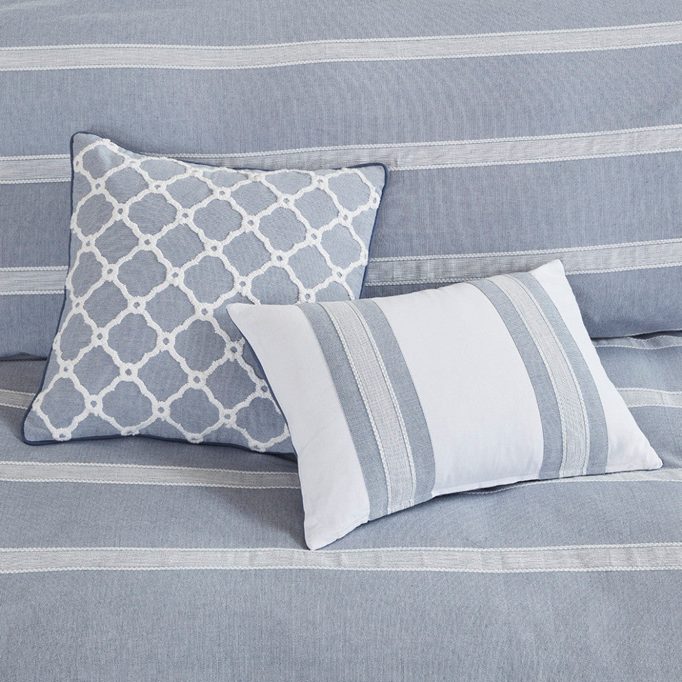 Madison Park Signature Noble Blue Oversized Duvet Cover Set w Removable Insert