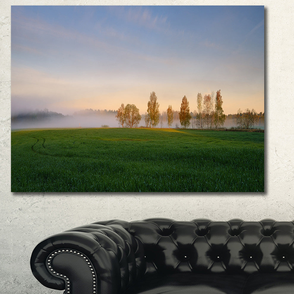 Foggy Early Morning Panorama, Landscape Canvas Art Print, 60x40