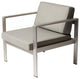 Benzara BM287853 Armchair, Sleek Silver Aluminum Frame, Water Resistant Fabric