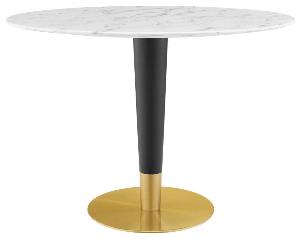 Dining Table, Oval, Artificial Marble, Metal, Gold White, Cafe Bistro Restaurant