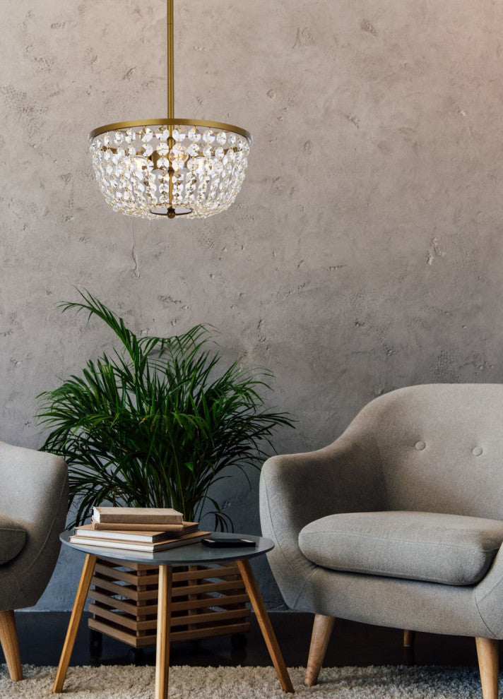 Elegant Lighting Gianna 3-Light Pendant Brass