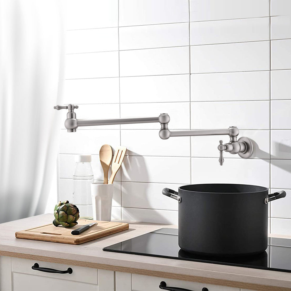 Pot Filler Faucet Wall Mount, Brushed Nickel