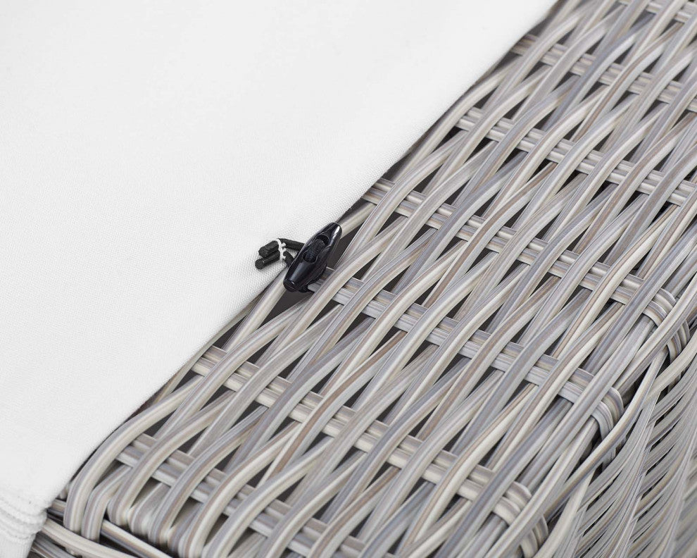 Lounge Chair Ottoman, Sunbrella, Rattan, Wicker, Gray White, Outdoor