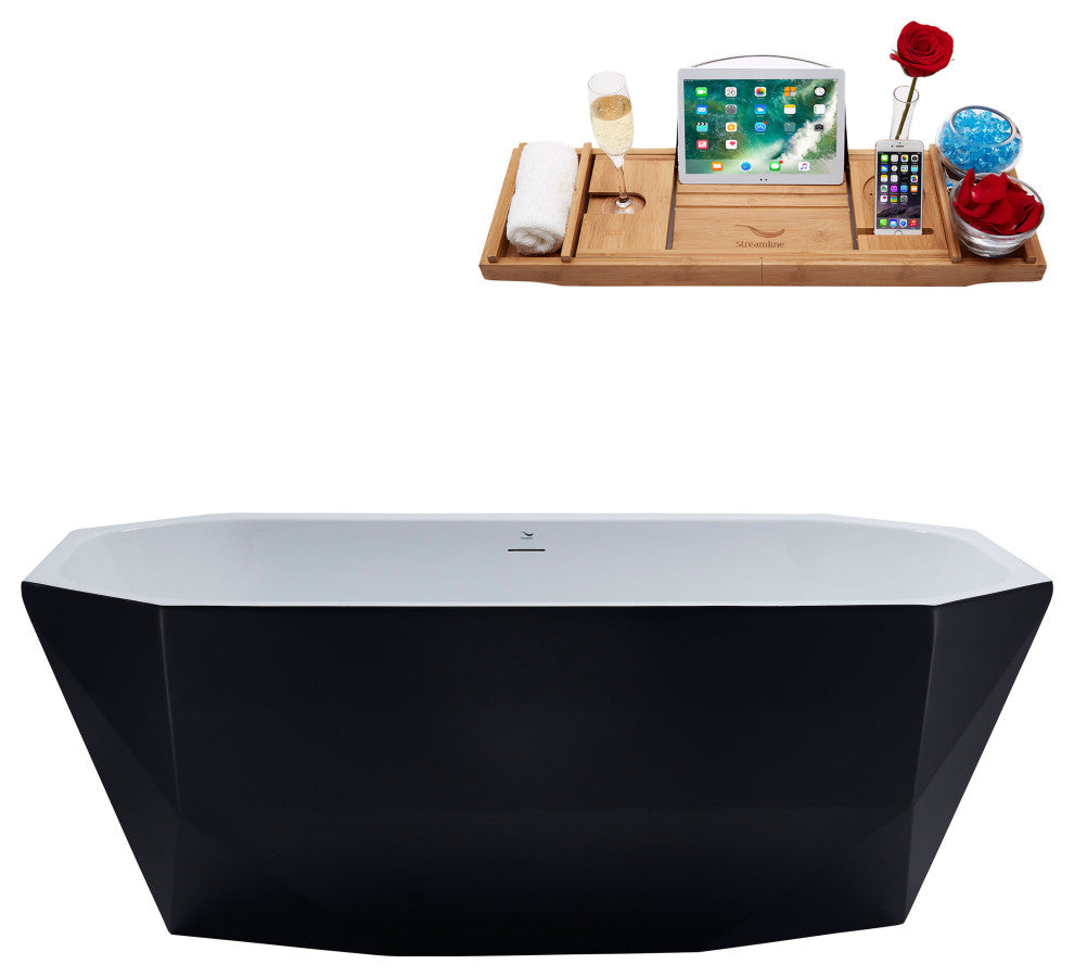 63" Streamline N634CH Freestanding Tub and Tray With Internal Drain