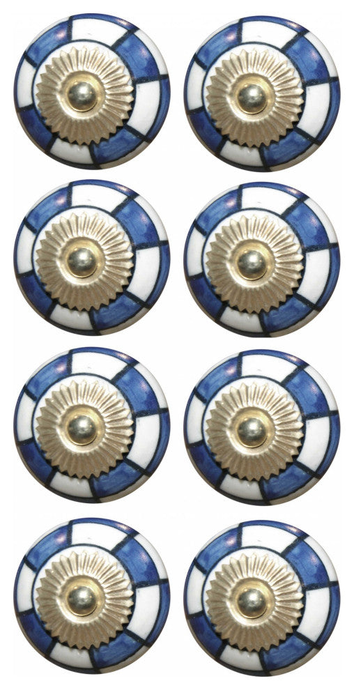 HomeRoots Charming Blue And Gold Set of 8 Knobs