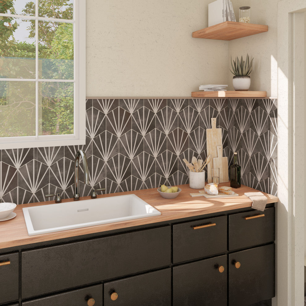 Horizon Dusk Hex Nero Porcelain Floor and Wall Tile