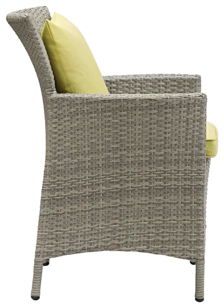 Light Gray Peridot Conduit Outdoor Patio Wicker Rattan Dining Armchair