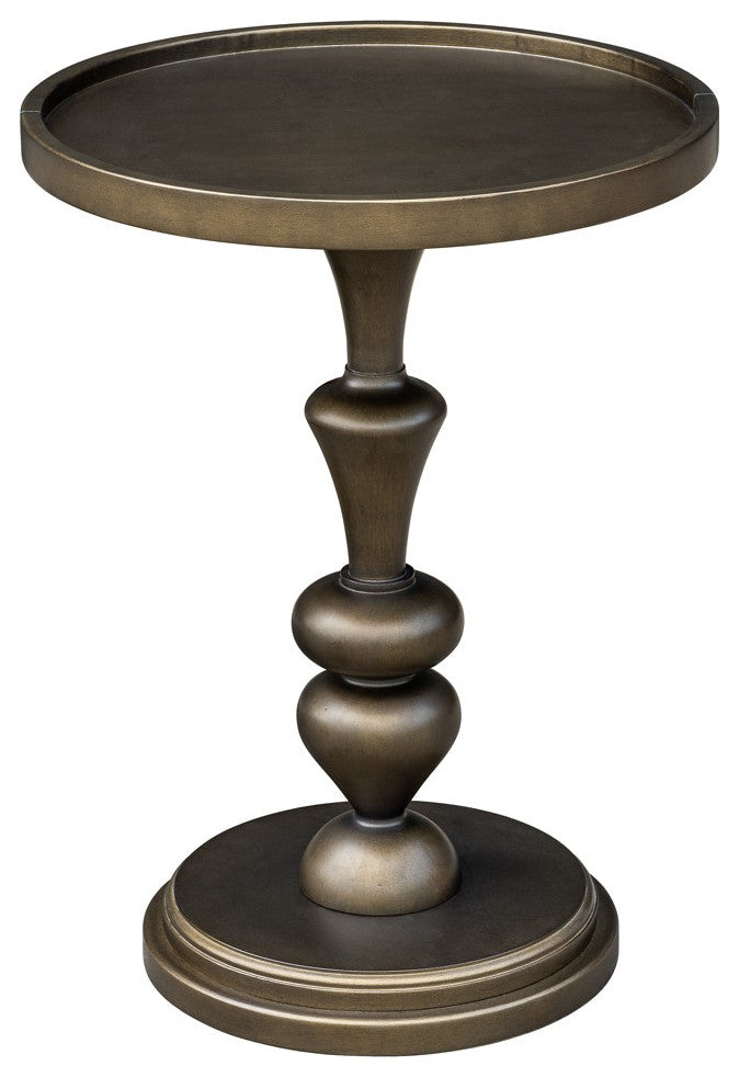 Del Mar Bronze Pedestal Round Accent Table for Small Space
