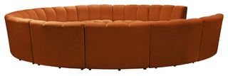Infinity Channel Tufted Velvet Modular Chair, Cognac, 11 Piece