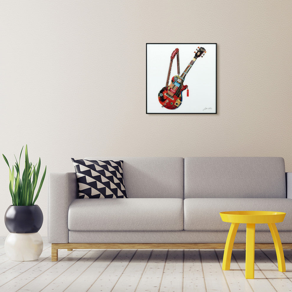 "Electric Guitar" Printed Wall Art With Black Anodized Aluminum Frame