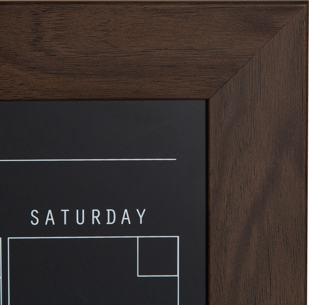 Beatrice Rustic Brown Framed Magnetic Chalkboard Calendar, Walnut Brown, 18x27