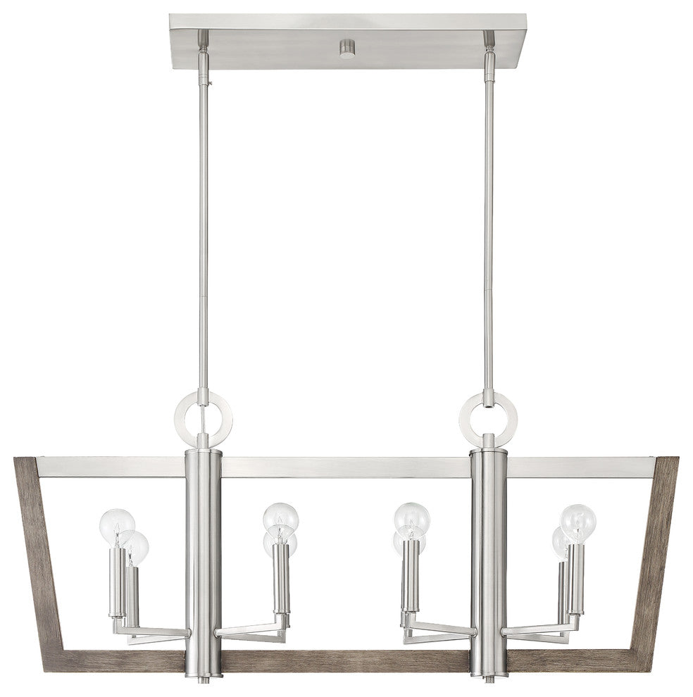 Westend 8 Light Island Chandelier, Satin Platinum