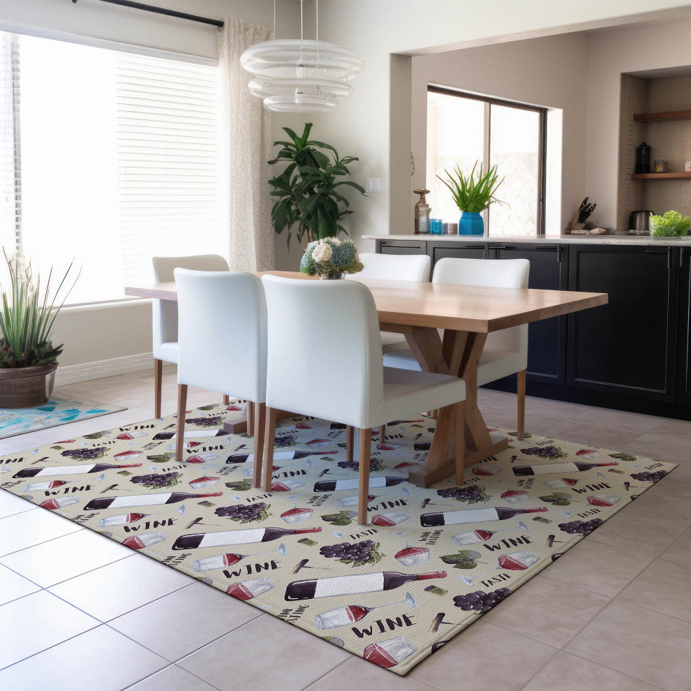 Indoor/Outdoor Kendall KE14 Putty Machine Washable 5' x 7'6" Rug