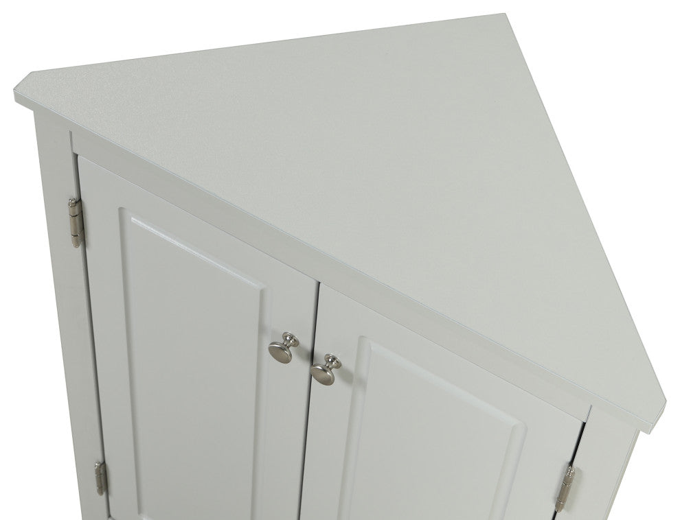 Stylish Triangle Bathroom Storage Cabinet with Adjustable Shelves, Gray