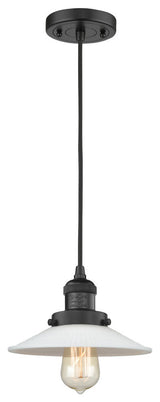 Halophane 1-Light Mini Pendant, Matte Black, Matte White Halophane
