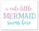 Cute Little Mermaid 14x11 Canvas Wall Art