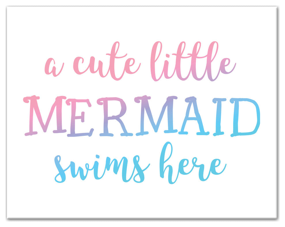 Cute Little Mermaid 14x11 Canvas Wall Art