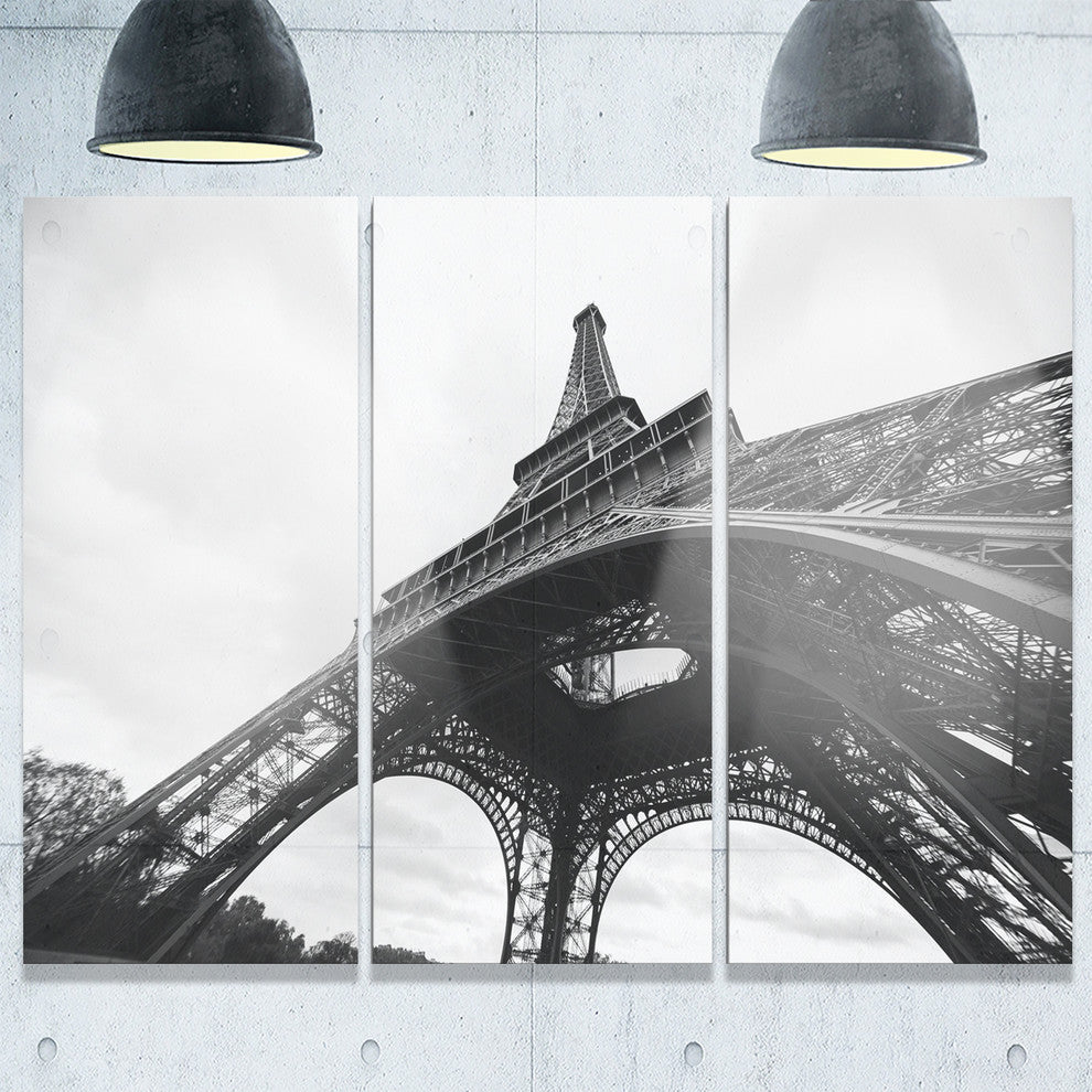 "Paris Eiffel Tower Side View" Metal Wall Art, 3 Panels, 36"x28"