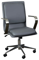 James Mid-Back Executive Upholstered Office Chair with Arms, Gray/Chrome