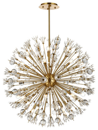 Victor 38" Crystal Starburst Round Pendant, Gold