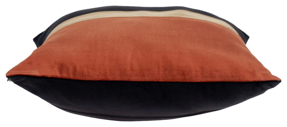 Parkland Collection Myra Black Throw Pillow, Square, Black/Burnt Orange