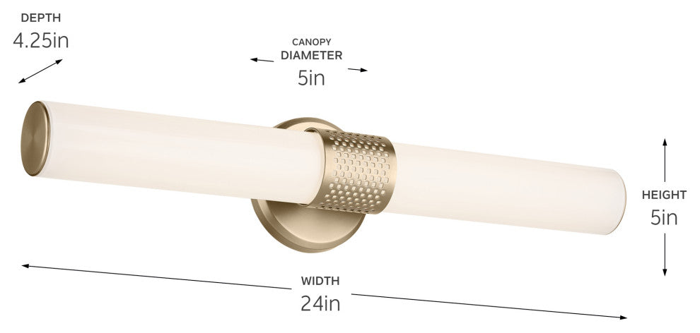 24.25" Bath Bar Medium LED With White Glass