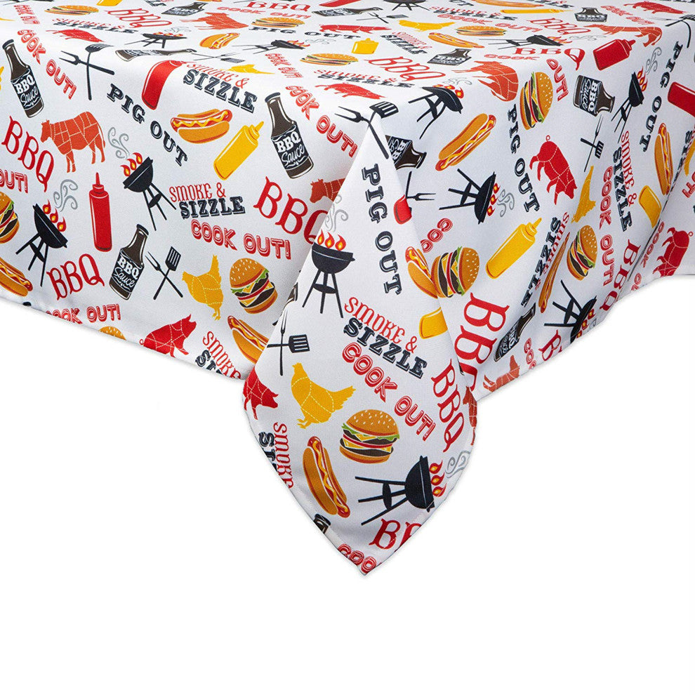DII Bbq Fun Print Outdoor Tablecloth
