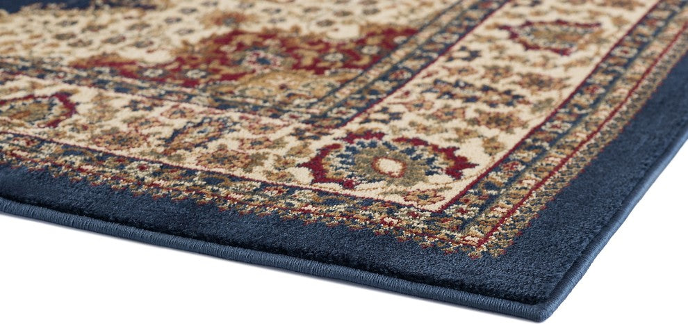 Fiona Transitional Border Navy Runner Rug, 2' x 10'