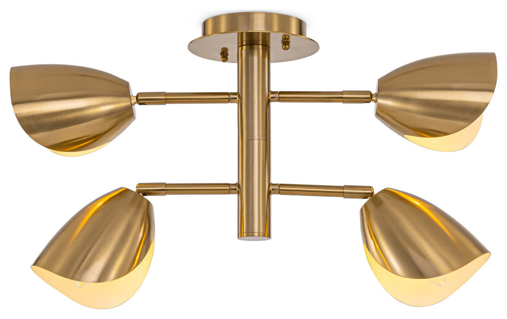 Splay 4 Light Ceiling Light Brass
