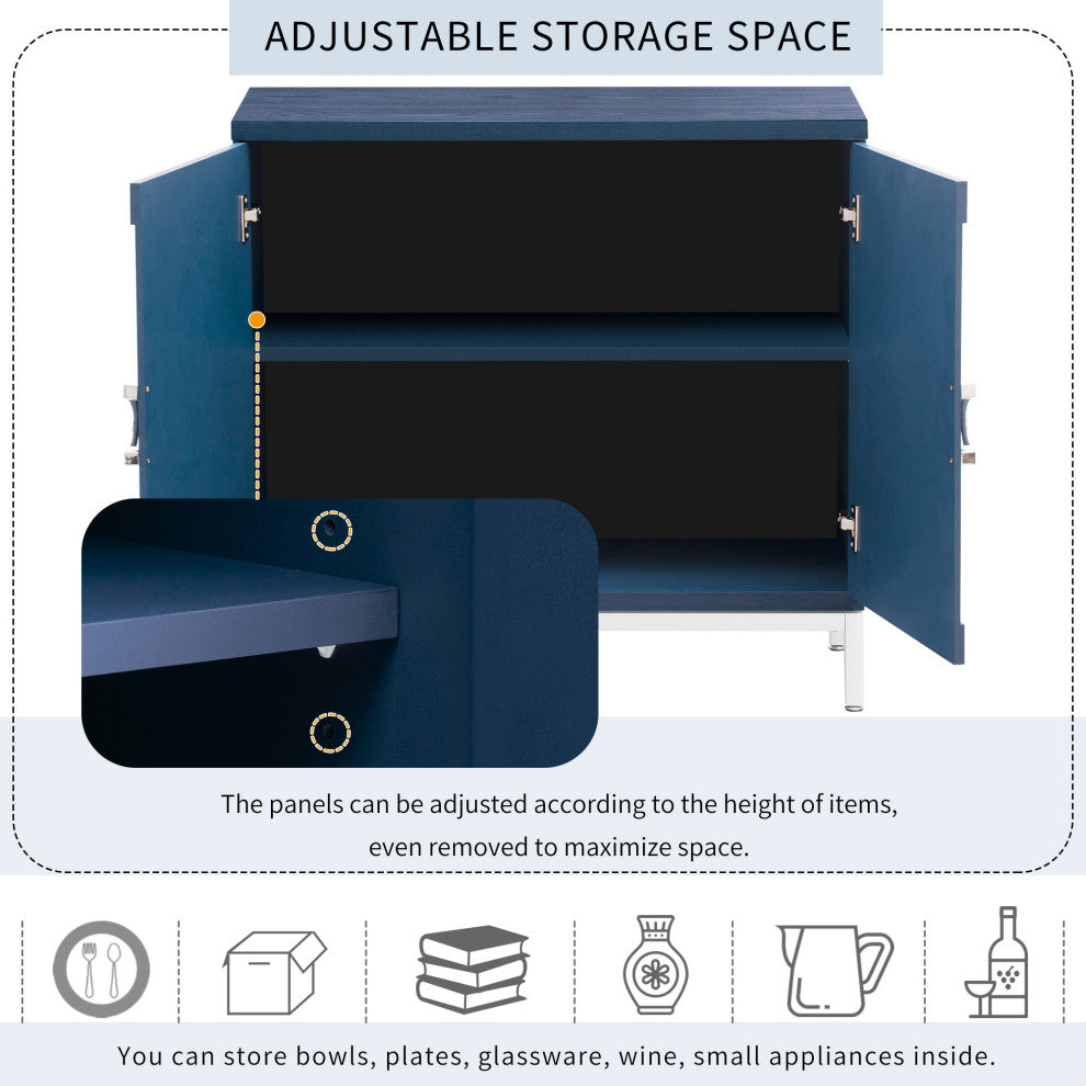 TATEUS 34" Accent Cabinet-Simple Storage Cabinet With Solid Wood Veneer, Navy