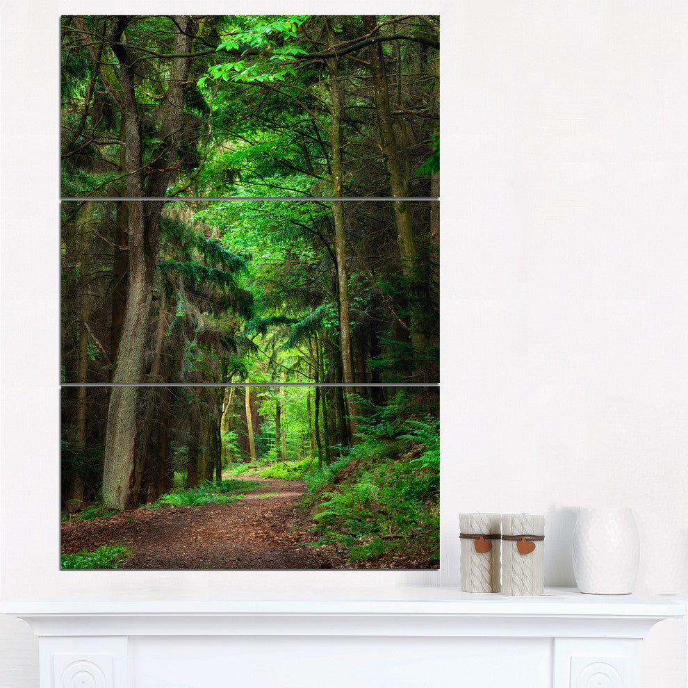 "Dreamy Greenery in Dense Forest" Forest Metal Wall Art, 3 Panels, 28"x36"